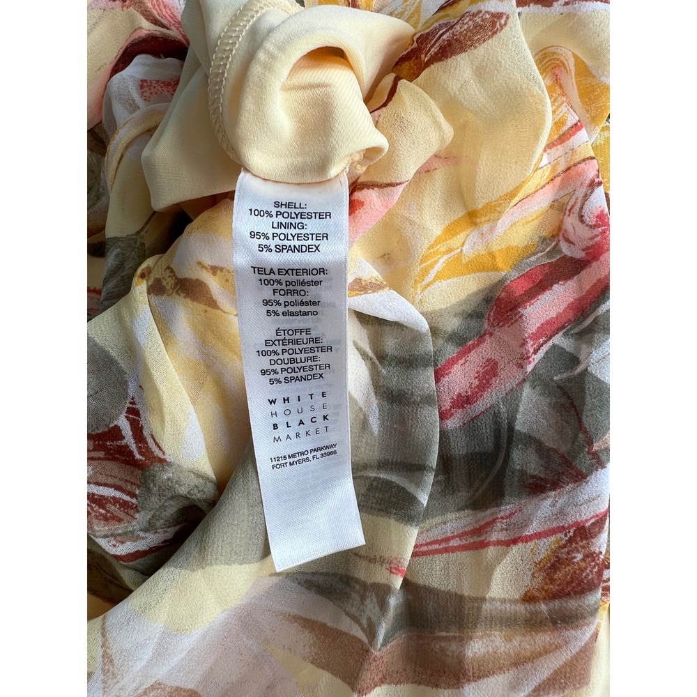 WHBM Womens Size 8 Slip Mini Dress Yellow Green Floral Leaf Tropical Boho Resort - Picture 10 of 13
